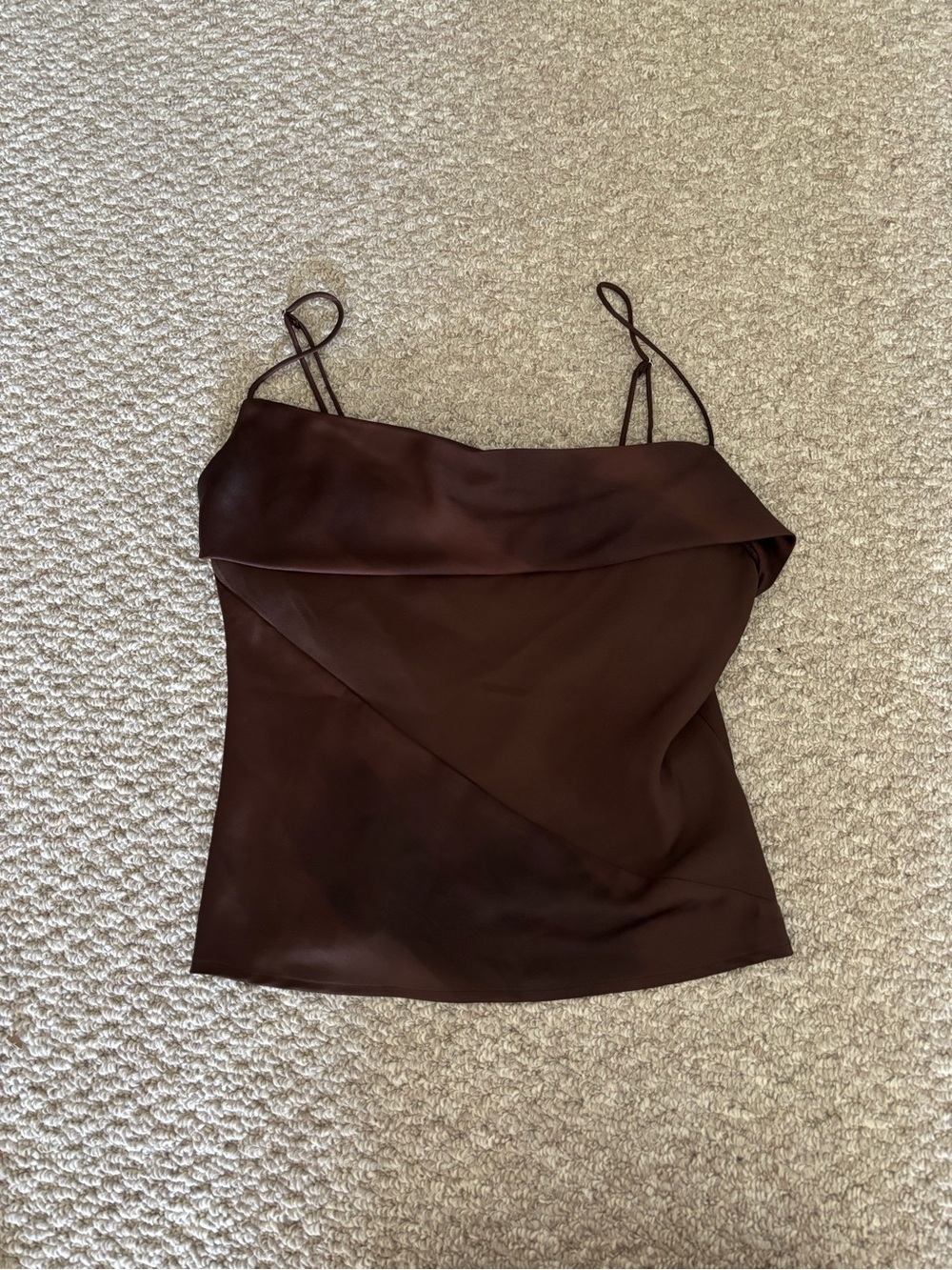Satin Cowl Neck Spaghetti Strap Top